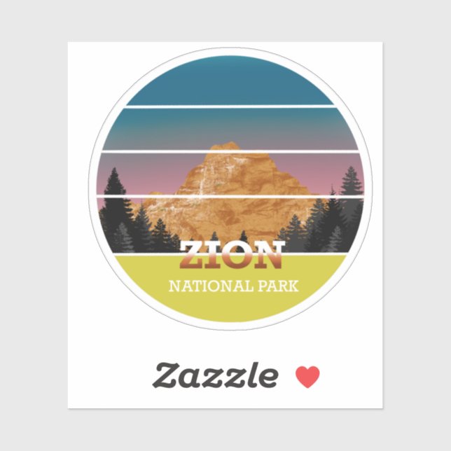 Retro Zion National Park Sunset Vintage Utah Sticker (Sheet)
