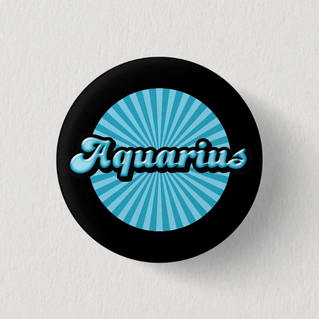Retro Zodiac Aquarius Button (Front)
