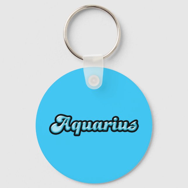 Retro Zodiac Aquarius Keychain (Front)