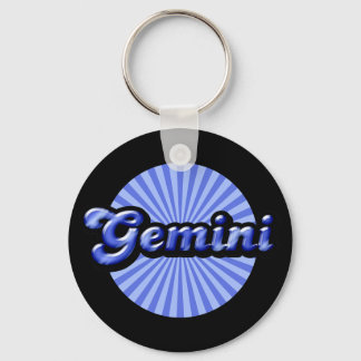 Retro Zodiac Gemini Keychain
