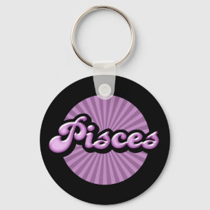 Retro Zodiac Pisces Keychain