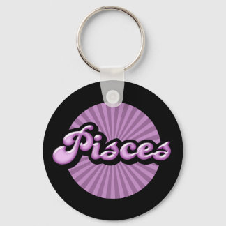 Retro Zodiac Pisces Keychain