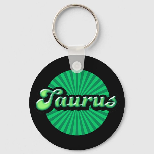 Retro Zodiac Taurus Keychain (Front)