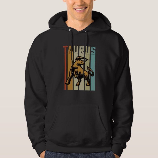 Retro Zodiac Taurus Vintage Style Astrology Hoodie (Front)