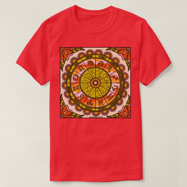 Retro Zodiac Wheel T-Shirt (Design Front)