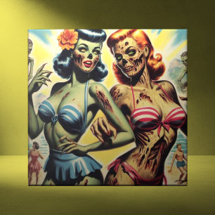 Retro Zombie Pin-ups Ceramic Tile