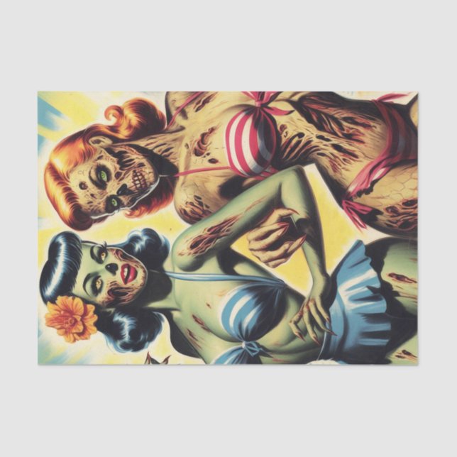 Retro Zombie Pin-ups Tissue Paper (Front)
