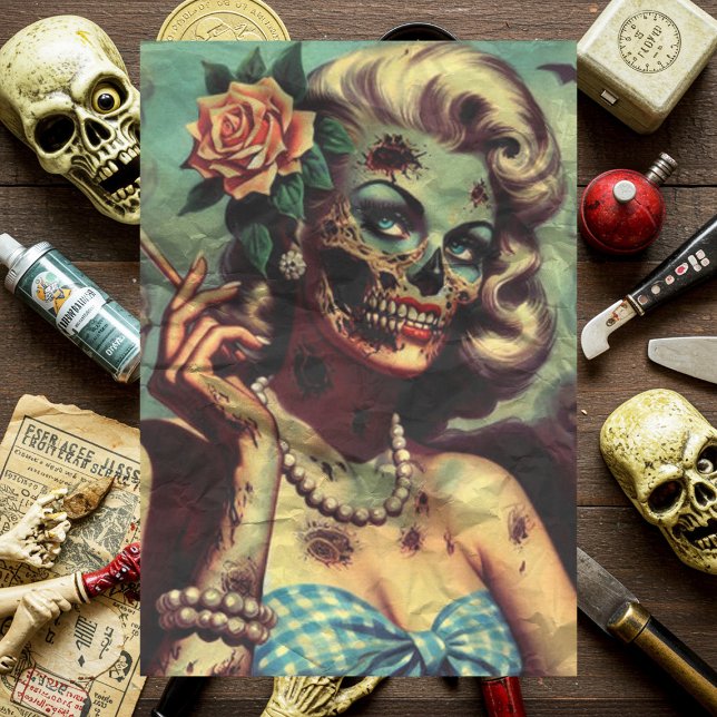 Retro Zombie Pinup Tissue Paper (Creator Uploaded)