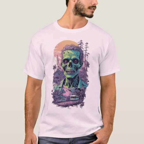 Retro Zombie Sunset T_Shirt