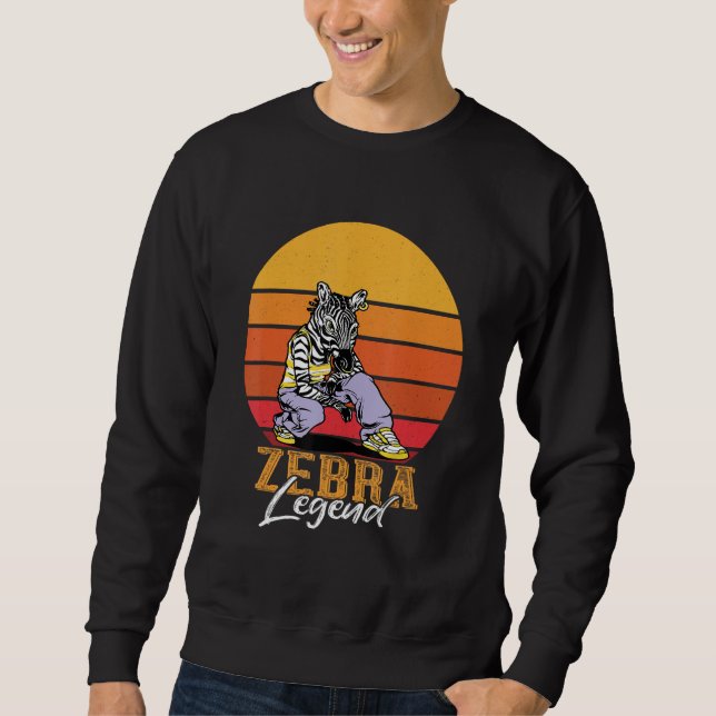 Retro Zookeeper Sunset Zebra Legend Wildlife Anima Sweatshirt (Front)