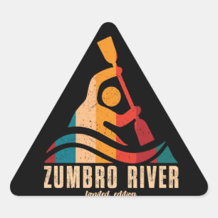 Retro Zumbro River Kayaking Triangle Sticker