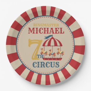 RetroCarousel Circus Carnival Birthday Party Plate