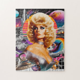 Retrofuturism Sci-Fi Woman Jigsaw Puzzle