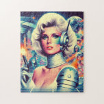 Retrofuturism Science Fiction Woman Jigsaw Puzzle<br><div class="desc">Retrofuturism Science Fiction Woman</div>