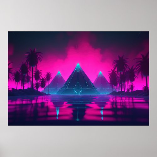 Retrofuturistic Synthwave Haven in the Cyber Oasis Poster