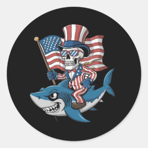 Retroinspired patriotic American flag Classic Round Sticker