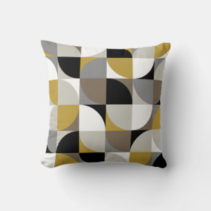 RetroMod Squares Pillow Grey Brown Mustard Beige