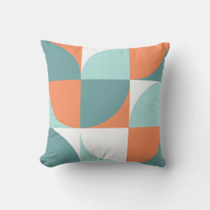 RetroMod Squares Pillow Orange Mint Teal Aqua Blue