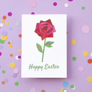 Retrop Spring Rose Floral Traditional Easter Holiday Card