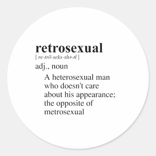 RETROSEXUAL CLASSIC ROUND STICKER (Front)