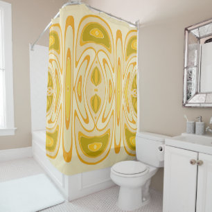RetroVibes Yellow & Orange Abstract Shower Curtain
