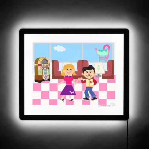 Retroville Diner Dance Kids Retro Cartoon Fun LED Sign