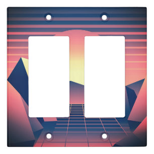 Retrowave 80s Sunset Landscape Light Switch Cover