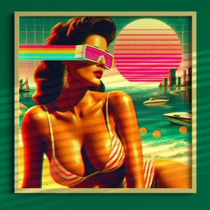 Retrowave 80s Woman Poster