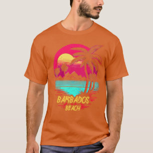 Retrowave Beach Barbados Beach T-Shirt