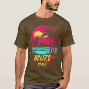 Retrowave Beach Belize Beach T-Shirt