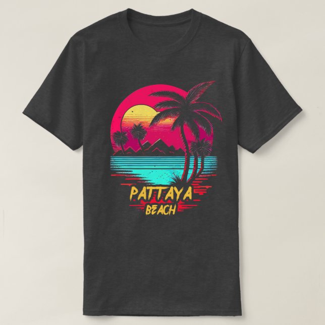 Retrowave Beach Pattaya Beach T-Shirt (Design Front)