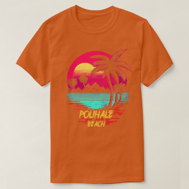 Retrowave Beach Polihale Beach T-Shirt (Design Front)
