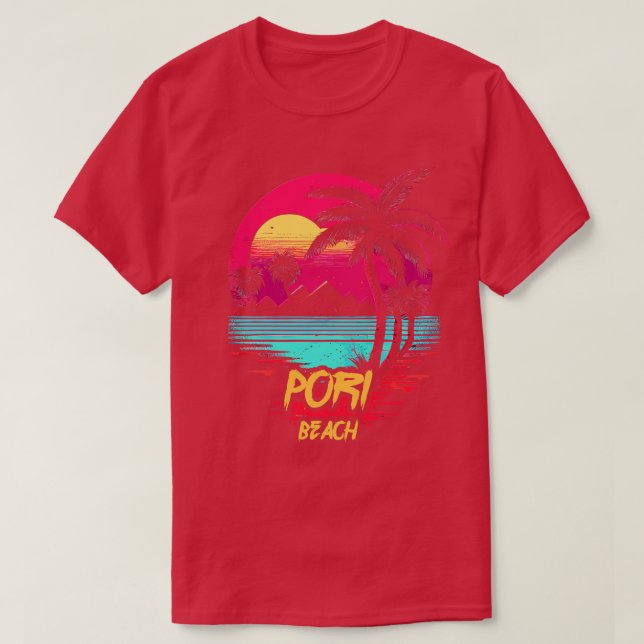 Retrowave Beach Pori Beach T-Shirt (Design Front)