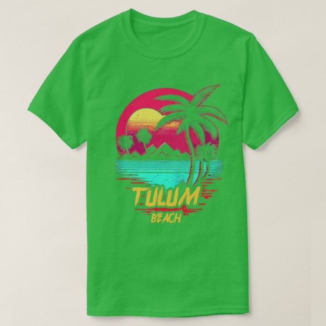 Retrowave Beach Tulum Beach T-Shirt (Design Front)