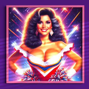 Retrowave Cheerleader Pin-up Poster
