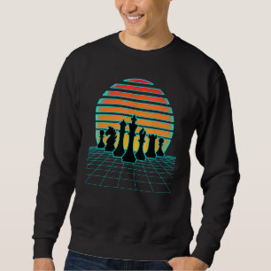 Retrowave Chess Pieces Aesthetic 80s Style Game Sy Sweatshirt