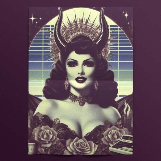 Retrowave Devilish Woman Tissue Paper (Creator Uploaded)