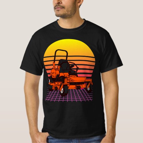 Retrowave Lawn Care Landscaping Zero Turn Mower T_Shirt