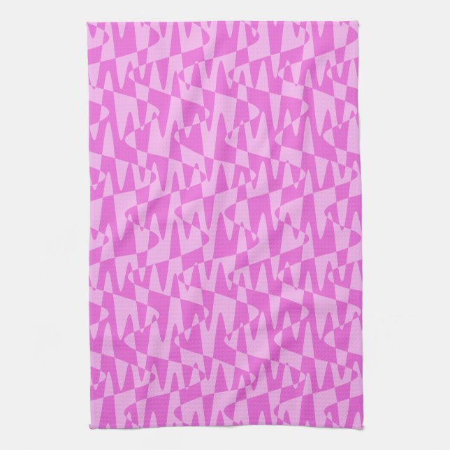 retrowave ripple - duo pink : kitchen towel (Vertical)