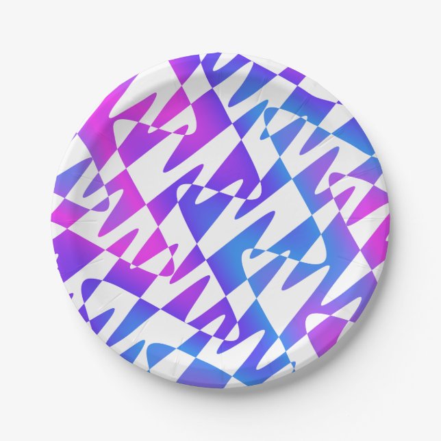 retrowave ripple - gradient twilight on white : paper plates (Front)