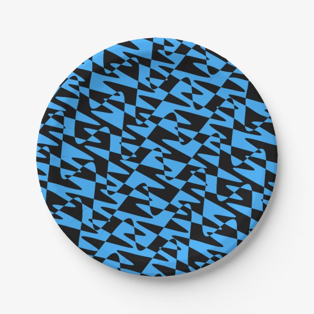 retrowave ripple - turquoise blue : paper plates (Front)