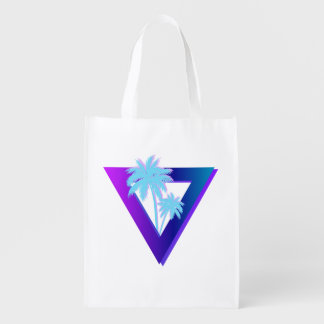 RETROWAVE SYNTHWAVE PALM TREES GROCERY BAG