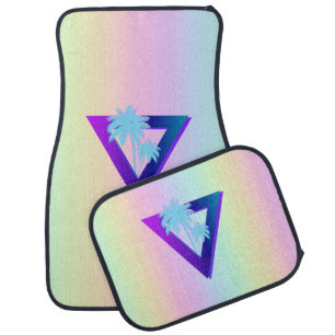 RETROWAVE SYNTHWAVE PALM TREES TRIANGLE CAR MATS