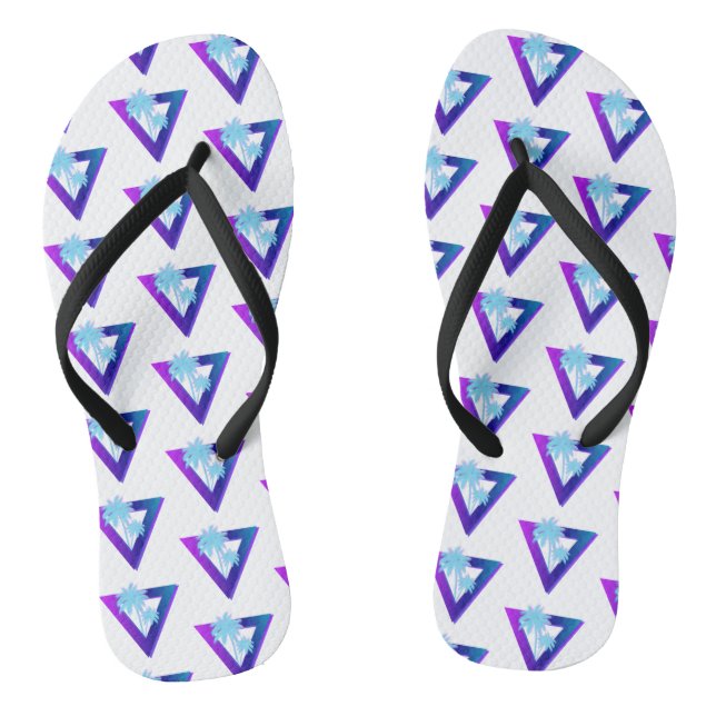 RETROWAVE SYNTHWAVE PALM TREES TRIANGLE FLIP FLOPS (Footbed)
