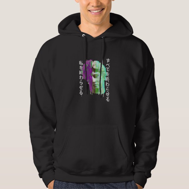 Retrowave synthwave vaporwave Glitch greek statue  Hoodie (Front)