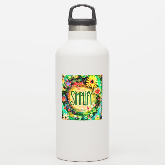 Retry Floral Modern Simplify One Word Sticker (Waterbottle)