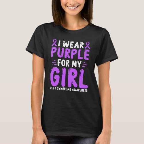 Rett Syndrome Awareness Girl Women Purple Ribbon T_Shirt