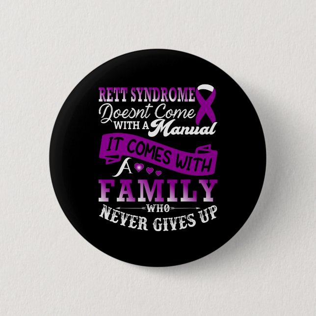 Rett Syndrome Awareness Month Family Octobre Purpl Button (Front)