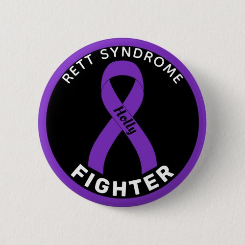 Rett Syndrome Fighter Ribbon Black Button