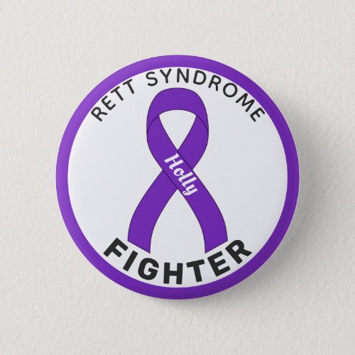 Rett Syndrome Fighter Ribbon White Button